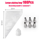 Christmas Gift 100Pcs Pack Pastry Bag S/M/L Size Disposable Piping Bag Icing Fondant Cake Cream Decorating Pastry Tip Tool Cake Decorating Tool