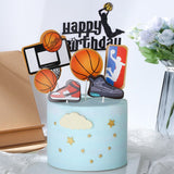 1Set/lot Basketball Football Theme Party Happy Birthday Banner Cake Topper For Kids Boy Birthday Party Cake Decorations Supplies