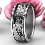 Cifeeo Creative Design Vintage Carved Owl Ring for Men's Women's Finger Punk Hip Hop Multi Size Gun Black Ring Jewelry