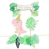 Cifeeo  Dinosaur Cake Toppers Jungle Safari Dino Theme Party Cake Decor Palm Leaves Kids Birthday Party Decorations Baby Shower Supplies