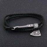 Nordic Viking Valknut Axe Amulet Charm Multilayer Leather Bracelet Bangle for Women & Men Jewelry Gift