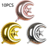 1set 5/10/16inch Eid Foil Balloons Gold Chrome Mubarak Ramadan Islam Decoration For Home Eid Al Adha Aid Moubarak Balloon Decor