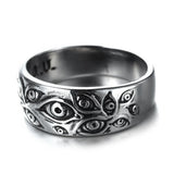 Retro Gothic Demon Eyes Ring Jewelry Men's Punk Biker Ring Party Entertainment Metal Jewelry Hip Hop Personality Rings Gift