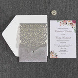 50pcs/lot Laser Cut Glitter Paper Wedding Invitations Card Diamond Design Custom Greeting Card Birthday Wedding Favor Decoration