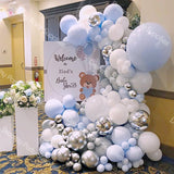 CIFEEO 143pcs Balloons Garland Kit Pastel Macaroon Blue & Gray White Latex Balloon Baby Shower Happy Birthday Anniversary Party Decor