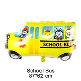 Cartoon Car Balloons Ambulance School Bus Tank Foil Balloon Globos Kids Gifts Birthday Party Decorations Kids Car Toys Ballons