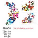 Cifeeo  18Pcs Black And White 3D Effect Crystal Butterflies Wall Sticker Beautiful Butterfly For Kids Room Wall Decals Home Decoration