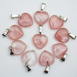 Cifeeo  24Pcs Natural Stone Pink Crystal Crazy Onyx Agates Opal 16Mm Heart Pendant For DIY Jewellery Earring Charms Crafts Wholesale