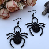 Vintage Halloween Punk Jewelry Earrings Funny Bat Five-star Red Dripping Spider Drop Earrings For Women Decoration Accessories