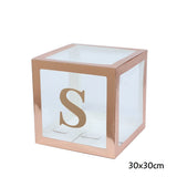 Christmas Gift Rose Gold 30x30cm Transparent Baby Box Letter A-Z Box Girl Name 1st Birthday Party Decorations Wedding Bride Ballon Baby Shower
