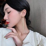 Classic Metal Bow Gold Tassel Long Drop Earrings For Woman 2021 New Korean Fashion Jewelry Wedding Party Girl's Sexy Earrings