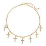Cifeeo Fashion Bling Crystal Tennis Chain Choker Necklace for Women Gold Silver Color 7 Butterfly Cherry Pendant Necklace Party Jewelry