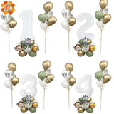 Christmas Gift 28pcs Animal Balloon Kit Green Number Digit Monkey Lion Foil Balls For Kids Birthday Jungle Party Decoration DIY Home Supplies