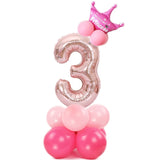 14 pcs Number Balloon Stand Foil Digital Balloons With Crow Wedding Birthday Party Decorations Kids Boy Girl Baby Shower Balloon