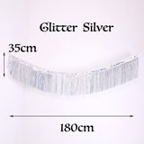 Back to school  decoration  1.8M Creative 4 Layers Foil Tinsel Garland Curtains Birthday Party Wedding Ramadan Decoration Christmas Home Backdrop Wall Decor