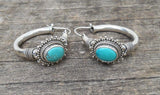 New Trendy Silver Color Women's Earrings Green Stone Hoop Drop Earrings for Women Bohemia Earrings Engagement Party Jewelry