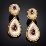 Cifeeo  Fashion Water Drop Purple Stone Dangle Earrings Trendy Green Blue Enamel Teardrop Earrings For Women Jewelry 2022 New