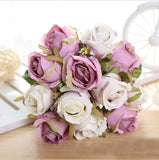 Christmas Gift 1 Bouquet Artificial Rose Bouquet Decorative Silk Flowers Bride Bouquets for Wedding Home Party Decoration Wedding Supplies1