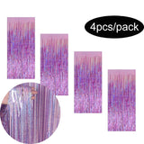 4pcs/Pack Glitter Backdrop Fornite Curtain Bachelorette Party Birthday Party Decorations Tinsel Curtain Wedding Decoration Birth