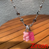 Candy Color Gummy Bear Resin Pendant Necklace for Women Simple Golden Metal Chain Necklace Female Fashion Jewelry Gifts