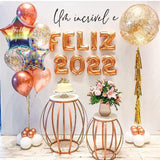 36pcs 2022 Foil Balloon Spanish Happy New Year Gold Confetti Latex Balloons Chrome Star Foil Globos Party Decors Christmas