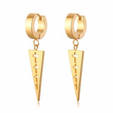 Christmas Gift GOLD COLOR DANGLING TRIANGLE EARRING FOR MEN AND WOMEN STAINLESS STEEL EARRINGS