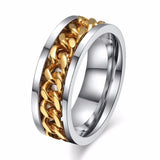 Cifeeo Christmas Gift 8mm Spinner Ring For Men Stainless Steel Cuba Chain Wedding Men's Anti Stress Jewelry