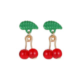 Fashion Cherry Earrings for Women Elegant Dried Flower Resin Cherries Pendant Earrings Wholesale Jewelry