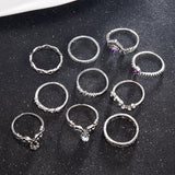 Graduation Gift 2023 NEW 10 Pcs /Set Retro Crystal Drill Crown Knuckle Rings Fashion Jewelry Women Charm Ring Wedding Rings for Women