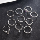 Graduation Gift 2022 NEW 10 Pcs /Set Retro Crystal Drill Crown Knuckle Rings Fashion Jewelry Women Charm Ring Wedding Rings for Women