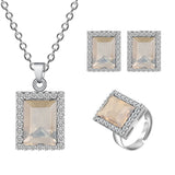 High Quality Black CZ Crystal Wedding Necklace &Earring &Ring 3 Set Gold Color Pendant Jewlery Set Gift Wholesale Jewelry Sets