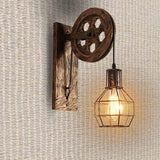 Cifeeo Vintage Home Sconce Light Loft Retro Wall Lamp Lifting Pulley Wall Light Industrial Style Iron Lanterns Suspension Pendant Light