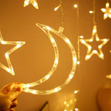 Star Moon Led Curtain Garland String Light Eid Mubarak Ramadan Decoration Islam Muslim Party Decor Eid Al Adha Gift Eid Mubarak