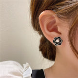 Cifeeo New Arrival Stud Earrings Round Metal Women Classic Cute Simple Flower Elegant Female Jewelry