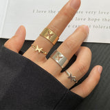 Vintage Butterfly Ring Set 2-piece Set Creative Personality Butterfly Punk Couple Open Ring