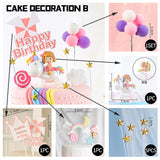 Back to school supplies  Cifeeo  Dream Girl Unicorn Birthday Cake Topper Doll Decoration Pink Rainbow Five Pointed Star Plug-In Happy Birthday Cake Decoration