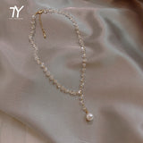 2020 new fashion shiny crystal necklace sexy Pearl Pendant Necklace South Korean women's neck jewelry trendy short necklace