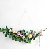 Christmas Gift Artificial Eucalyptus Leaves Vine Green Silk Leaf Fake Rattan Artificial Plants Ivy Wreath Garland Wall Hanging Wedding Decor