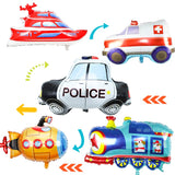 Cartoon Car Balloons Ambulance School Bus Tank Foil Balloon Globos Kids Gifts Birthday Party Decorations Kids Car Toys Ballons