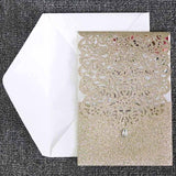 50pcs/lot Laser Cut Glitter Paper Wedding Invitations Card Diamond Design Custom Greeting Card Birthday Wedding Favor Decoration