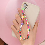 2021 New Colorful Acrylic Pearl Soft Pottery Cartoon Face Fruits Anti-lost Mobile Phone Strap Cord for Women Accessories