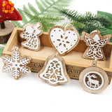 Christmas Gift 2PCS/Lot DIY Creative Small Hollow Christmas Wooden Ornaments For Home Christmas Party Ornament Decorations Kids Gift Supplies
