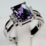 Cifeeo Classic Silver Color Women's Ring Metal Crystal Purple Zircon Engagement Rings for Women Fashion Party Wedding Fashion Jewelry