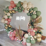 128Pcs Green Balloons Garland Retro Pink Green Doubled Skin Balloon for Baby Shower Wedding Birthday Party Decor Globos