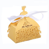 50Pcs Laser Cut Hollow Design Candy Box Favor Gift Boxes Gift With Ribbons for Garden Theme Wedding Birthday Party Bridal Shower