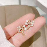 Plated Leaves Earring Delicate Micro Inlaid Cubic Zircon CZ Stud Earrings Wedding Jewelry Pendant