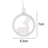 Christmas Gift 3PCS/lot Silver White Deer Snowflake Wooden Christmas Pendants Decorations DIY Wood Crafts XMAS Ornaments Festival Party Decor