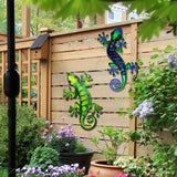 Christmas Gift Home Decor Metal Gecko Wall Art for Garden Outdoor Decoration Lizard Statues and Animal Sculptures