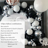 Christmas Gift 123pcs Chrome Silver Balloons Garland Arch Kit Black White Ballon 4D Globos Baby Shower Birthday Wedding Anniversary Party Decor