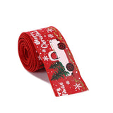 2/5 meter Christmas Ribbon Wired Edge Merry Christmas Tree and Truck Wired Ribbon for DIY Wreaths Wrapping Crafts Decorations